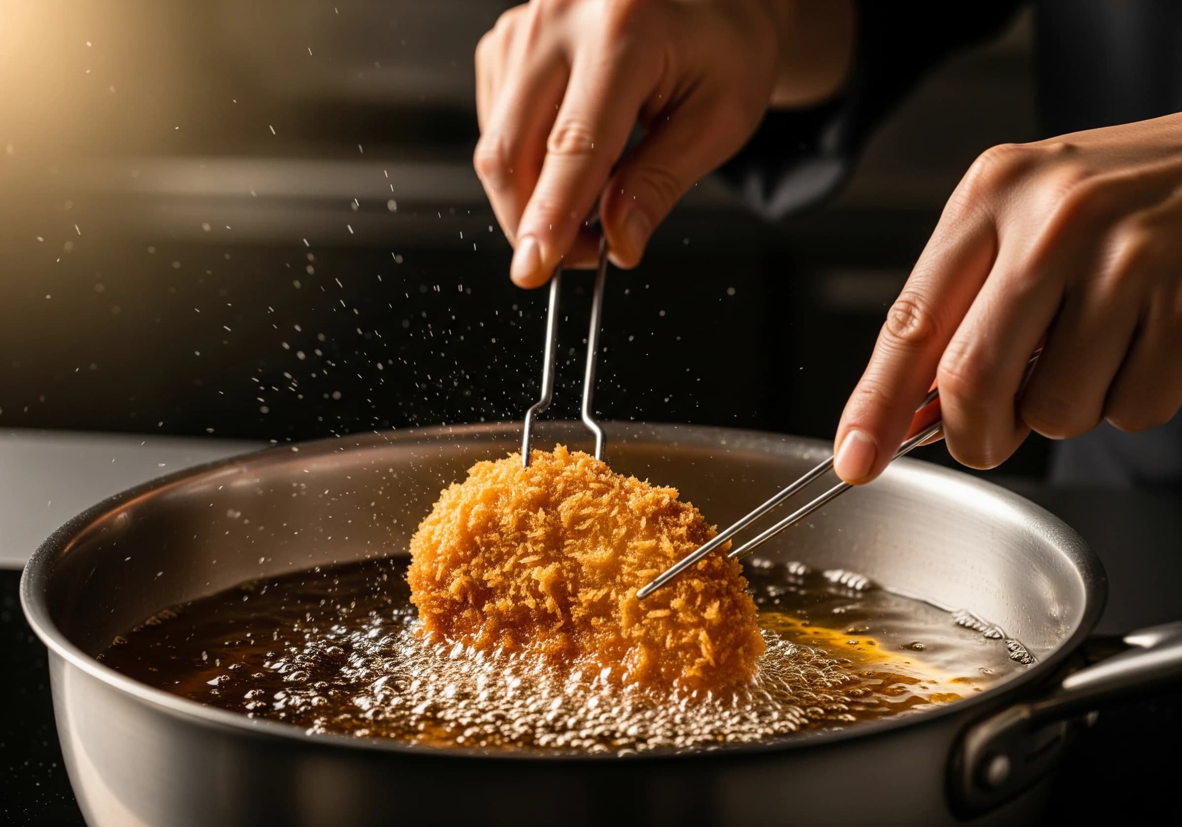 職人の手による、揚げの一瞬